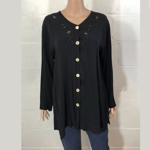 Laundry By Shelli Segal Tunic Blouse M Cutout Blk